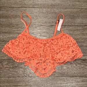 Victoria’s Secret Body By Victoria’s Lace Ruffle Supersoft Bralette Rust Orange